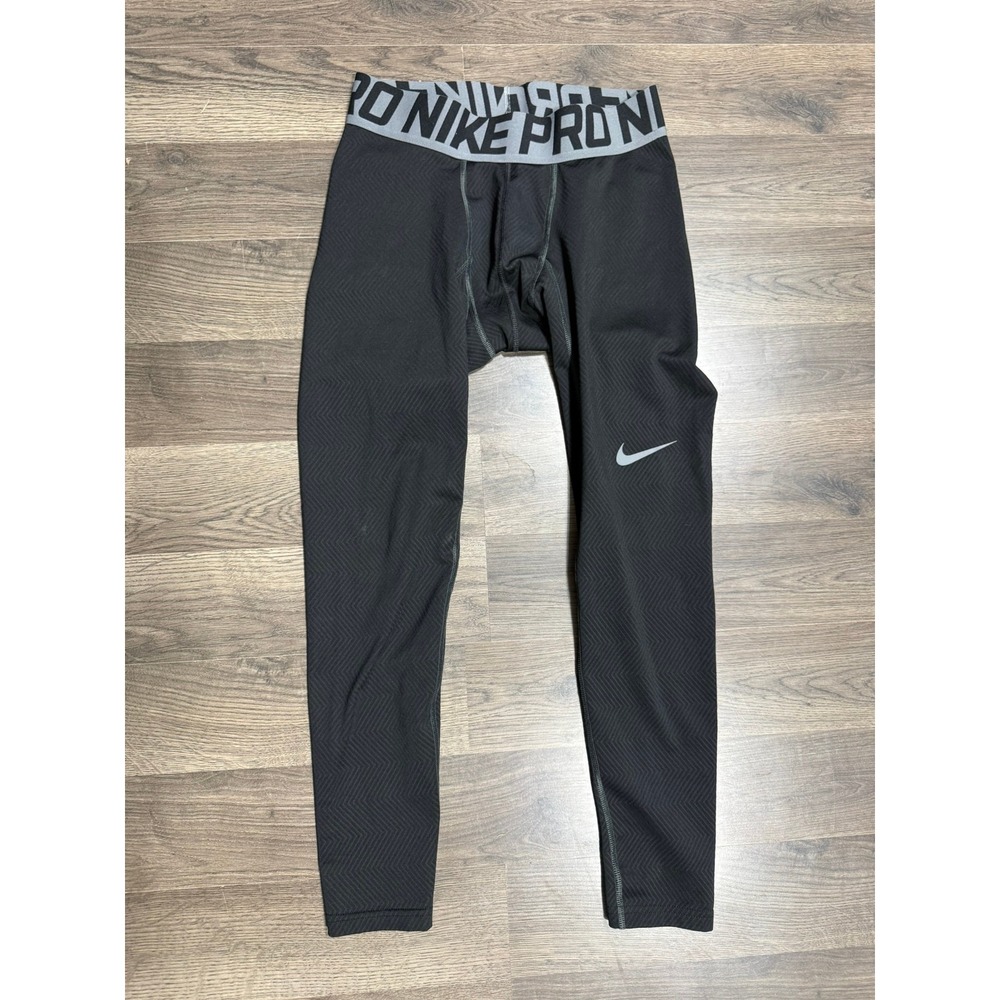Nike Pro Men Black Chevron Compression Tights Leggings 586297-010 Medium